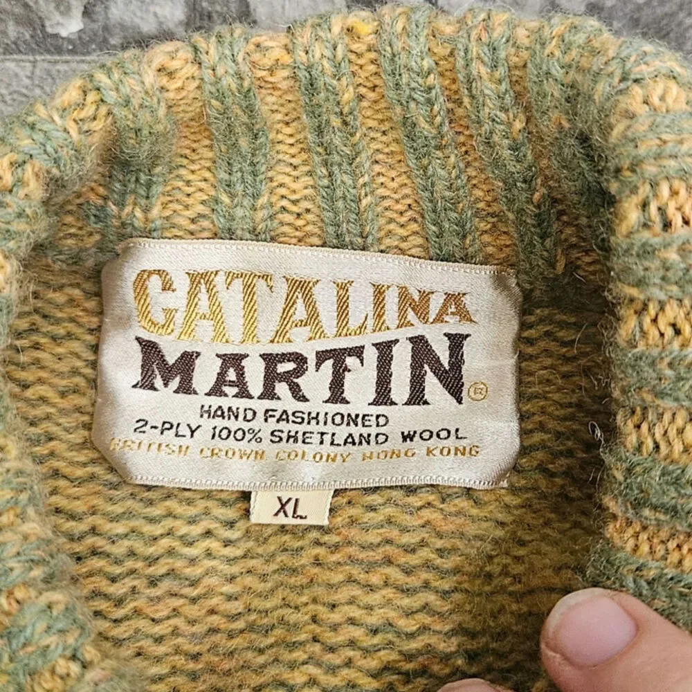 Vintage Catalina Martin Pullover 2‎ Ply Shetland Wool Sweater Size XL